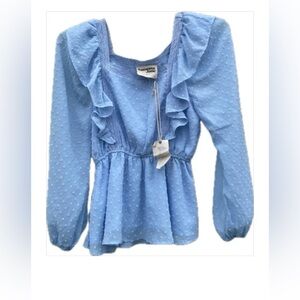 Women's Blue Ruffled Top